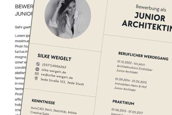 Bewerbungsdesign erstellt mit unserem E-Book Bewerbungs-Guide